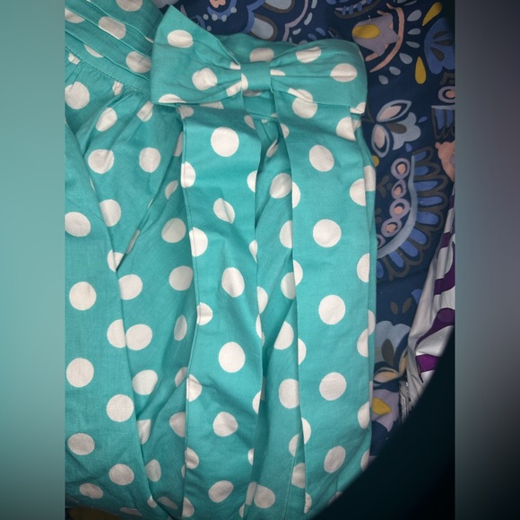Sourpuss Mint Polka Dot Swing Skirt w/ removable bow, sz M - Picture 3 of 6